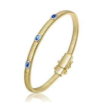 Rachel Glauber 14K Gold Plated with Colored Cubic Zirconia Bangle Bracelet