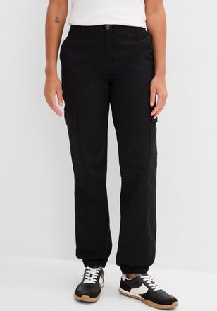 Bonprix Cargohose BONPRIX, Damen, Gr. 36, N-Gr, schwarz, Web, Obermaterial: 97% Baumwolle, 3% Elasthan, loose fit, Hosen Cargohose, aus Baumwolle mit Elasthan