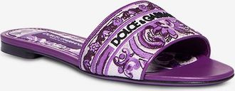 Dolce & Gabbana Majolika-bestickte flache Pantoletten Bianca 05