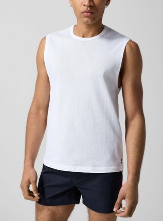 Ron Dorff Mens Crocheted mesh sleeveless T-shirt