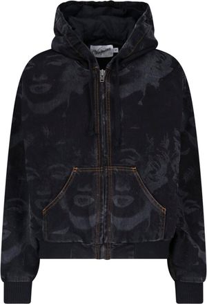 Vaquera Black Artistic Print Cropped Jacket