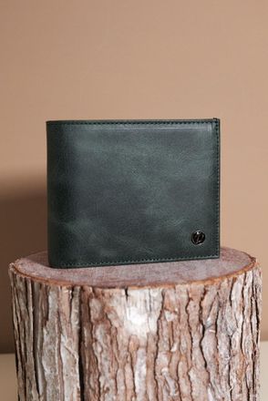 D'Arienzo Portafoglio classico in pelle verde compatto pieghevole due ante DArienzo, Seleziona Taglia Unica, Colore Verde