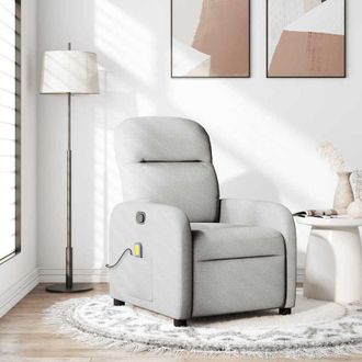 vidaXL Poltrona Massaggiante Reclinabile Grigio Nuvola in Tessuto - Vidaxl