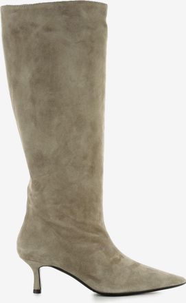 Stimm Stivali con tacco in camoscio taupe