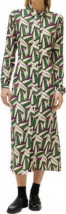 Compa&ntilde;&iacute;afant&aacute;stica Geometric Print Midi Dress In Green