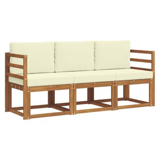 vidaXL Conjunto De Sof&aacute;s De Exterior Con Coj&iacute;n 3 Pcs Natural Y Crema Vidaxl