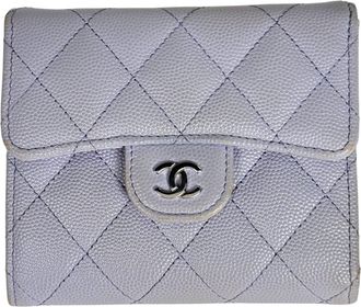 Chanel Matelasse Purple Grained Calfskin Wallet (Tri-Fold) (Pre-Owned)