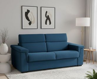 Dmora Dmora - Sof&aacute; Fijo 3 Plazas Zelia, Sof&aacute; Lineal Para Sal&oacute;n, Acolchado, Desenfundable, Calidad 100% Made In Italy, 225x95 H100 Cm, Azul