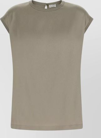 Brunello Cucinelli silk satin short-sleeve blouse