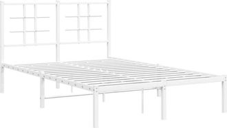 vidaXL Metal Bed Frame without Mattress with Headboard White 120x190cm Vidaxl