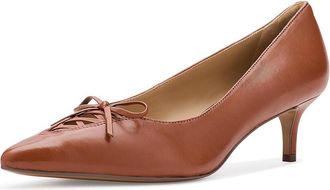 Lauren Ralph Lauren Adrienne Lace-Up Nappa Leather Pumps Womens Shoes Lauren Tan : 7.5 B - Medium