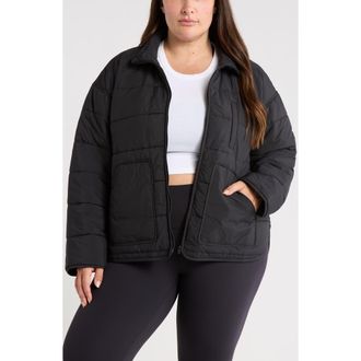 Zella Quilted Packable Jacket in Black at Nordstrom, Size 1X