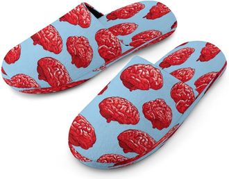 Generic Brains Pattern Mens Cozy Memory Foam Slippers Warm Cotton House Shoes Comfy Slipper for Indoor Outdoor