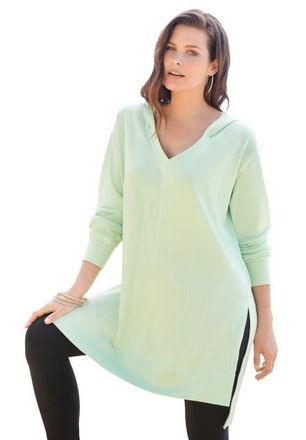 Roaman's French Terry Tunic Hoodie in Green Mint at Nordstrom, Size 16