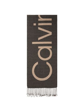 Calvin Klein Schal CALVIN KLEIN, Damen, schwarz aop, Web, Wollmischung, unifarben, Modet&uuml;cher Schal, Regular fit