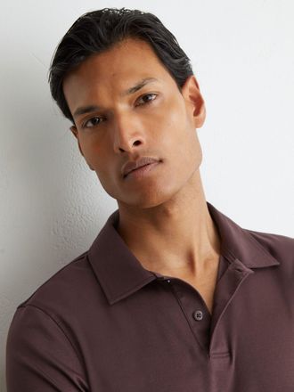 Reiss Dark Plum Air-water Cotton Polo Shirt, Xxl