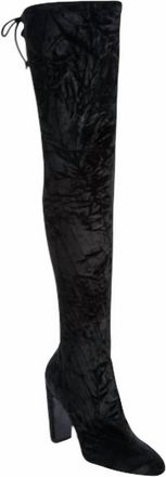 Stuart Weitzman Womens Vidaland Stretch Crushed Velvet Boots In Black