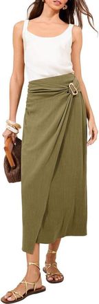 Lipsy Faux Wrap Midi Skirt in Green at Nordstrom, Size 12 Us