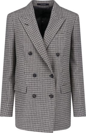Tagliatore Double-Breasted Pied de Poule Blazer in Grey Wool Blend