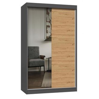 Hucoco Paolo - Armario Con 2 Puertas Correderas - 1 Espejo - L. 120 Cm - Dormitorio Vestidor Con 2 Puertas