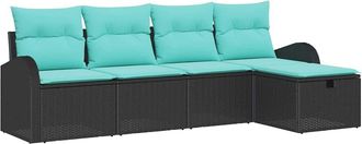 vidaXL Conjunto De Sof&aacute; De Jard&iacute;n 5 Uds. Negro Rat&aacute;n Sint&eacute;tico Vidaxl
