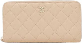 Chanel Light Pink Grained Calfskin Long Wallet (Bi-Fold) (Pre-Owned)