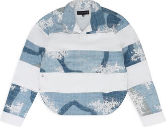 Who Decides War by Ev Bravado BLUE MERGED RUGBY BUTTON-DOWN SHIRT