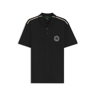 BOSS Stretch-cotton polo shirt with tennis-inspired logo