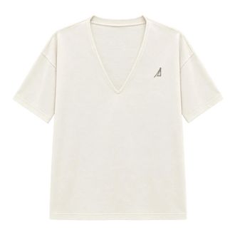 Akep T-shirt van Katoen - Dames - Tops - Beige - Maat: S Katoen