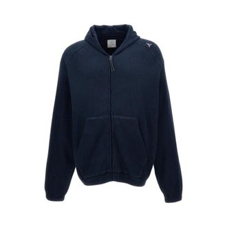 Rixo Bee Sun Faded Waffle Zip Up Hoodie - Heren - Sportshirts - Blauw - XL - Katoen - Fitness