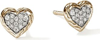 John Hardy Essentials Heart Pav&eacute; Stud Earrings in Gold at Nordstrom