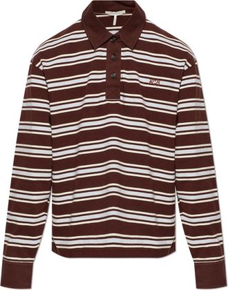 Rag & Bone Gestreept Poloshirt met Lange Mouwen - Dames - Polos - Bruin - S - Katoen - Tops