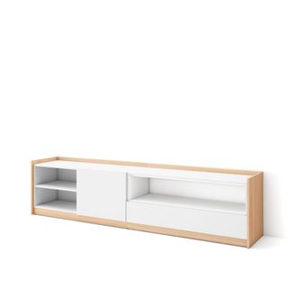 Skraut Home Mueble tv efecto madera blanco y roble 208x37x50cm