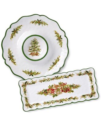 Certified International Holly Tree Melamine 2Pc Appetizer Set