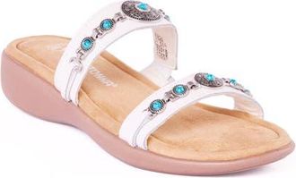 Minnetonka Brenn Slide Sandal in White Turquoise at Nordstrom, Size 10