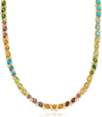 Ross-Simons 21.80- Multi-Gemstone Necklace in 18kt Gold Over Sterling