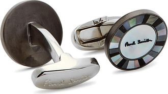 Paul Smith Mother-of-pearl Striped Cufflinks - Silver - One Size