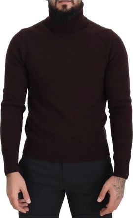 Dolce & Gabbana Truien & Vesten, Heren, Bruin, S, Wol, Zwarte Wollen Coltrui Trui
