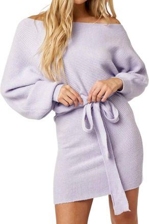 Blue Blush Long Sleeve Knit Sweater Dress In Lavender