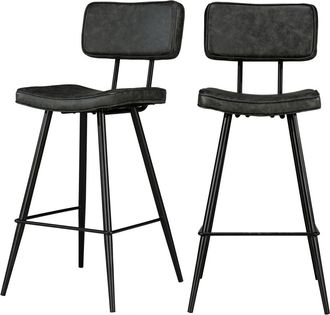 Rendez-Vous Déco Set de 2 taburetes para isla de cocina de sintético gris/negro 66 cm
