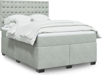 vidaXL Vidaxl - Cama Box Spring Con Colch&oacute;n Terciopelo Gris Claro 160x200 Cm