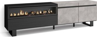 Skraut Home Skraut Home - Mueble Tv, Televisi&oacute;n, Muebles De Sal&oacute;n, Almacenaje, 200x57x35cm, Para Tv Hasta 80, Chimenea El&eacute;ctrica, Dise&ntilde;o Industrial, Estilo Modern