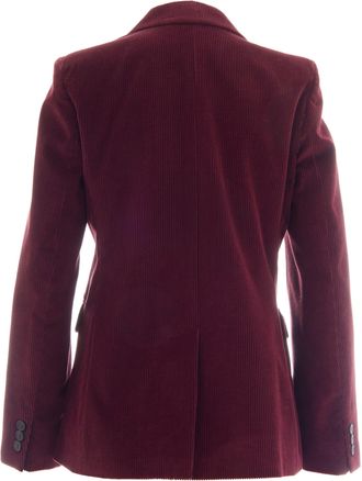 Max Mara Womens Katanga Double-Breasted Velvet Blazer Bordeaux Cotton Jacket
