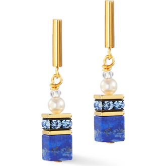 Coeur de Lion Geocube Precious Fusion Pearls Earrings in Blue at Nordstrom