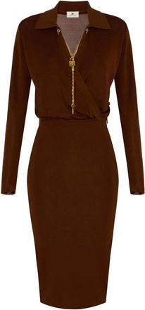 Elisabetta Franchi Dames, Jurken, Bruin, Maat: 2XL Viscose