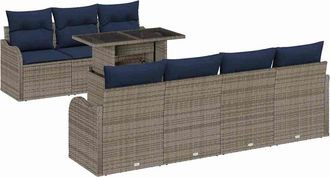 vidaXL Conjunto De Sof&aacute; De Jard&iacute;n 8 Uds. Gris Rat&aacute;n Sint&eacute;tico Vidaxl