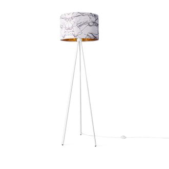 Paco Home Paco Home - Luminaria De Pie Sal&oacute;n Dormitorio E27 M&aacute;rmol Piedra Dise&ntilde;o Gris Blanco Oro (&oslash;455cm), L&aacute;mpara De Pie - Blanco