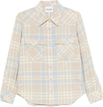 Kujten Lumber Western Plaid Shirt - Dames - Overhemden - Beige - M - Kasjmier - Overhemden