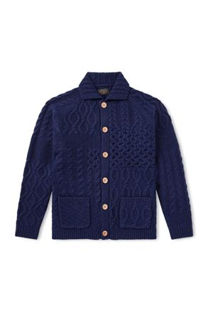 Beams Plus Alan Patchwork Cable-Knit Wool Cardigan