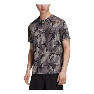 adidas Mens adidas Camouflage Printing Round Neck Pullover Short Sleeve Gray T-Shirt GD5297